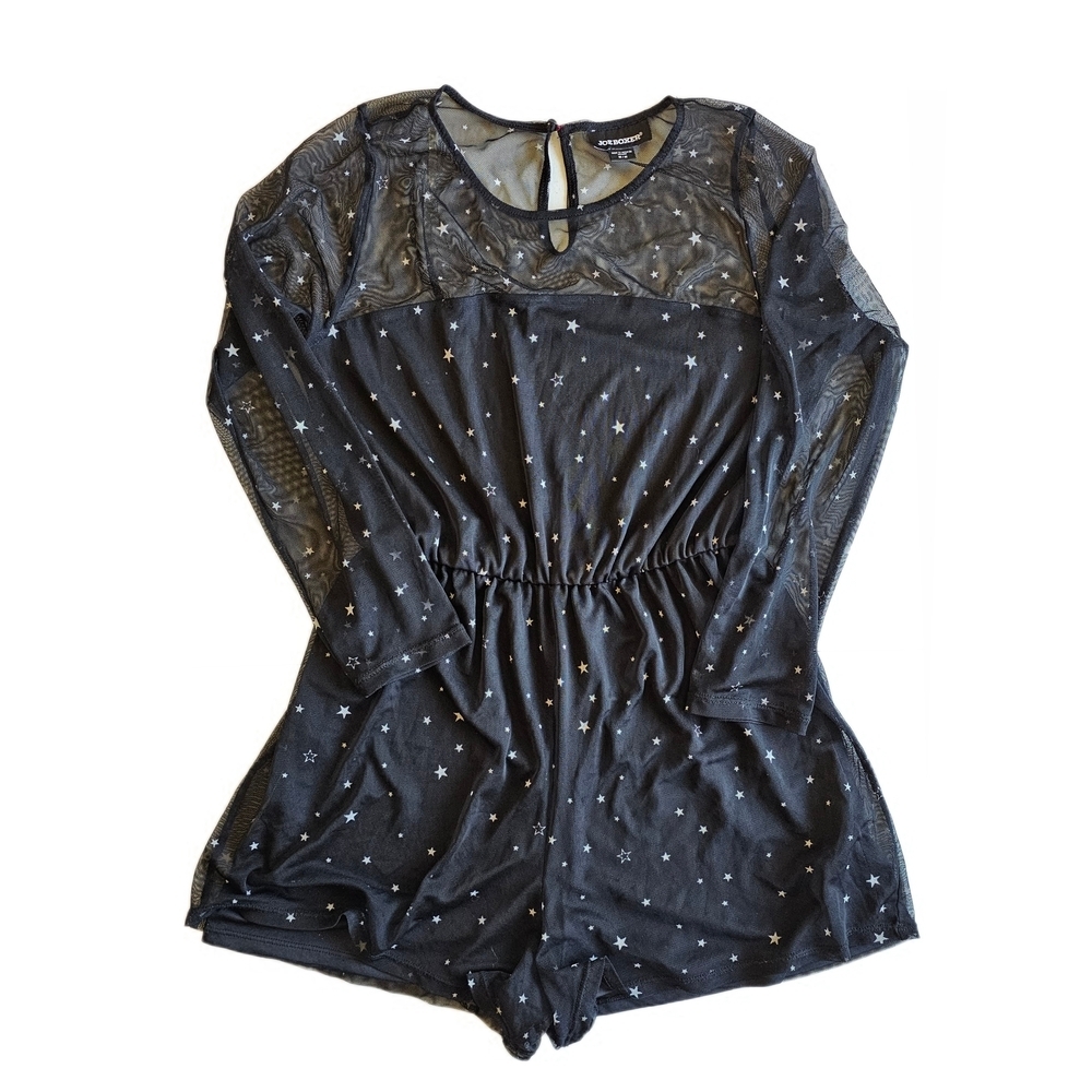 Joe Boxer Black Starry Sheer Lined Romper